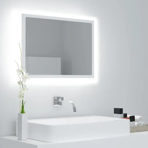 Espejo de Baño LED Acrílico Blanco 60x8,5x37 cm