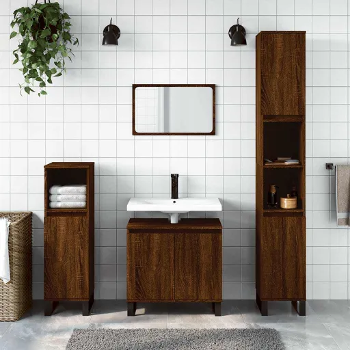 Armario de Baño Madera de Ingeniería Marrón Roble 58x33x60 cm