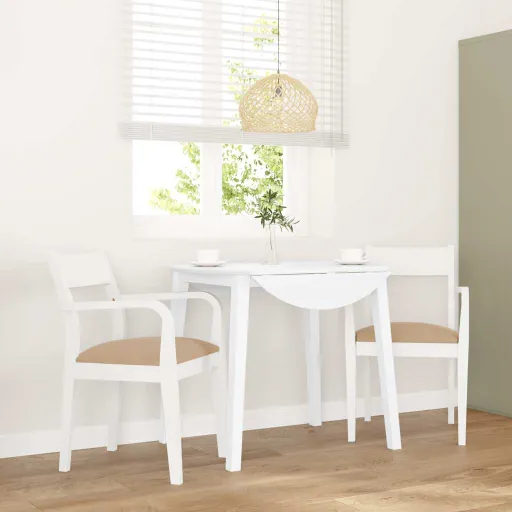 Sillas de Comedor Con Cojines 2uds Madera Maciza Blanco Caucho
