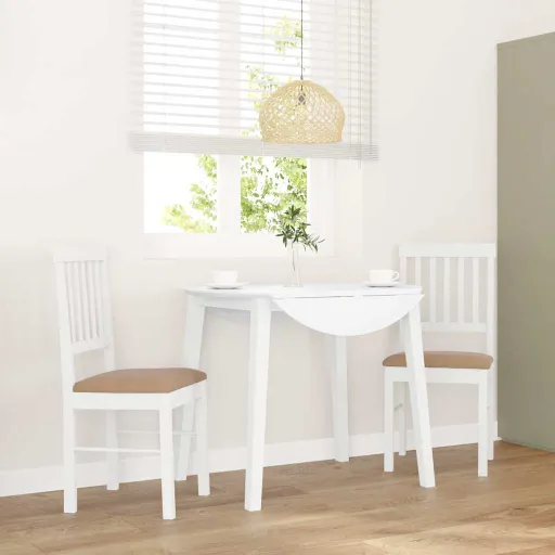 Sillas de Comedor Con Cojines 2uds Madera Maciza Blanco Caucho