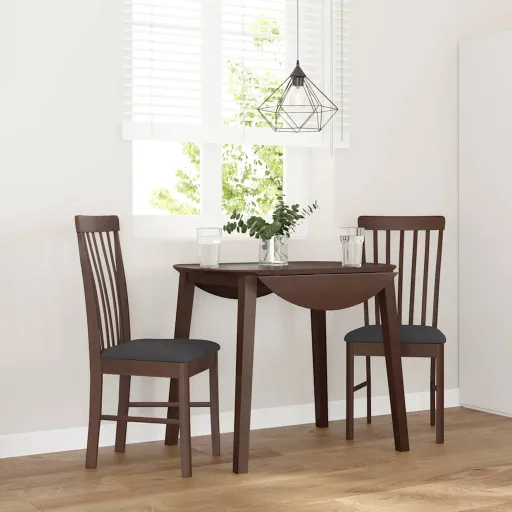 Sillas de Comedor Con Cojines 2 Uds Madera Maciza Marrón Caucho