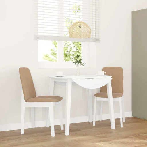 Sillas de Comedor Con Cojines 2uds Madera Maciza Blanco Caucho