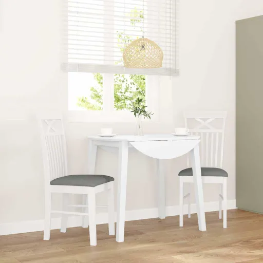 Sillas de Comedor Con Cojines 2uds Madera Maciza Blanco Caucho
