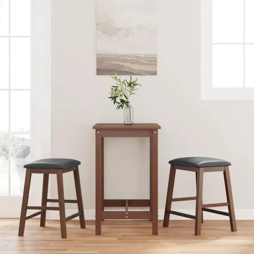 Sillas de Bar Con Cojines 2 Uds Madera Maciza Marrón Caucho