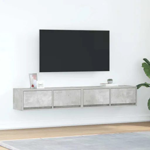 Muebles de TV 2uds Madera Ingeniería Gris Hormigón 80x31x25,5cm