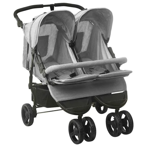 Carrito Para Gemelos de Acero Gris Claro