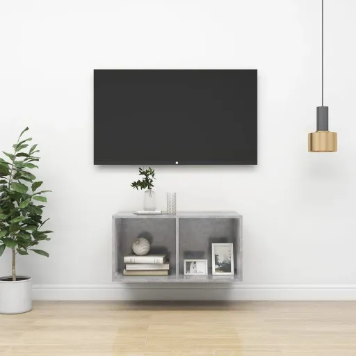 Mueble de Pared de TV Madera Contrachapada Hormigón 37x37x72 cm