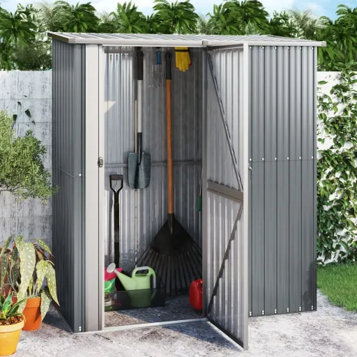 Cobertizo de Jardín Acero Galvanizado Gris 180,5x97x209,5 cm