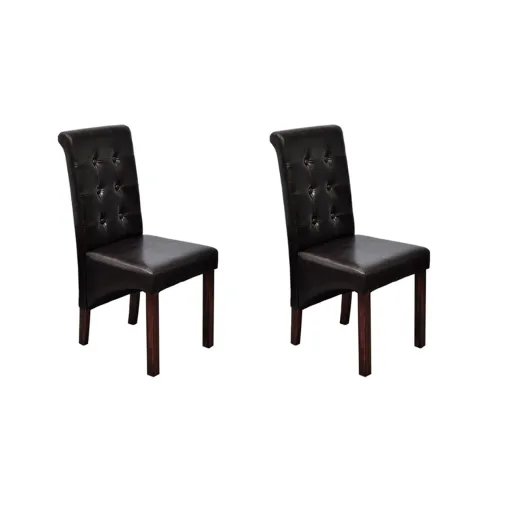 Sillas de Comedor 2 Unidades Cuero Sintético Marrón