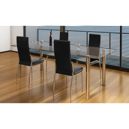 Sillas de Comedor 4 Unidades Cuero Sintético Negro