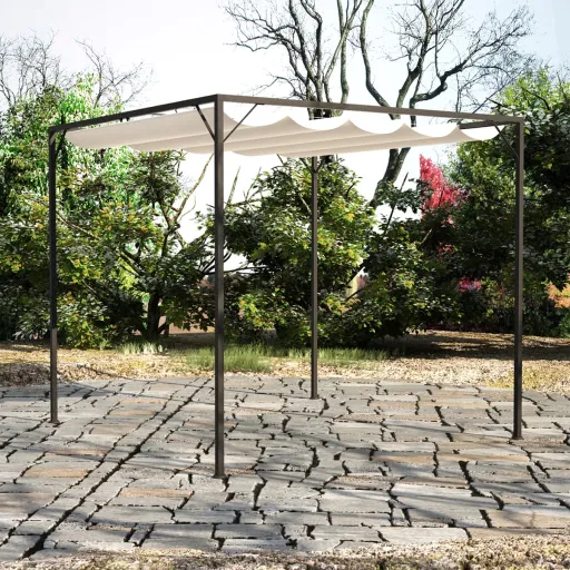 Cenador de Jardín Con Tejado Toldo Retráctil