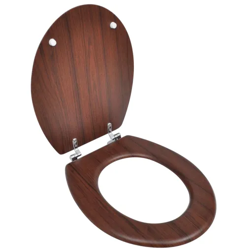 Asiento Inodoro WC MDF Tapa Diseño Marrón