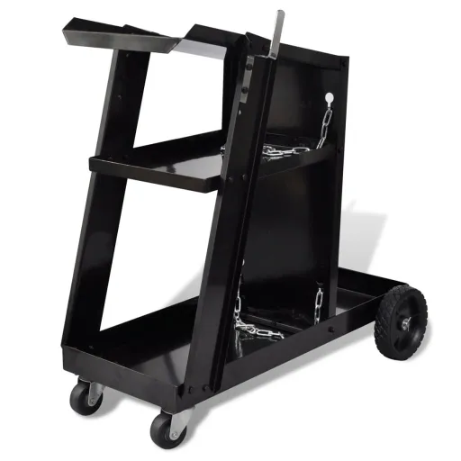 Carro de Soldadura Negro Con 3 Estantes Organizador de Taller