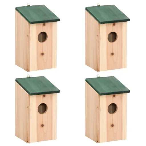 Casa Para Pájaros 4 Unidades Madera 12x12x22 cm