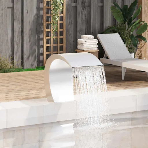 Fuente Cascada Para Piscina de Acero Inoxidable 45x30x60 cm