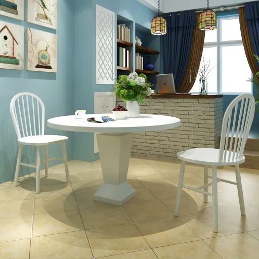 Sillas de Comedor 2 Unidades Madera Maciza de Caucho Blanco