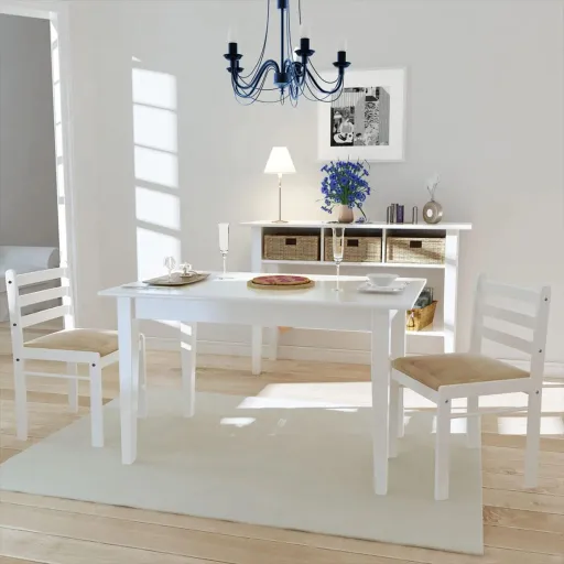 Sillas de Comedor 2 Uds Madera Maciza Caucho Terciopelo Blanco