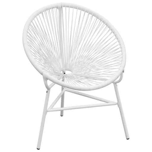 Silla Redonda de Cuerdas de Jardín Ratán Sintético Blanco