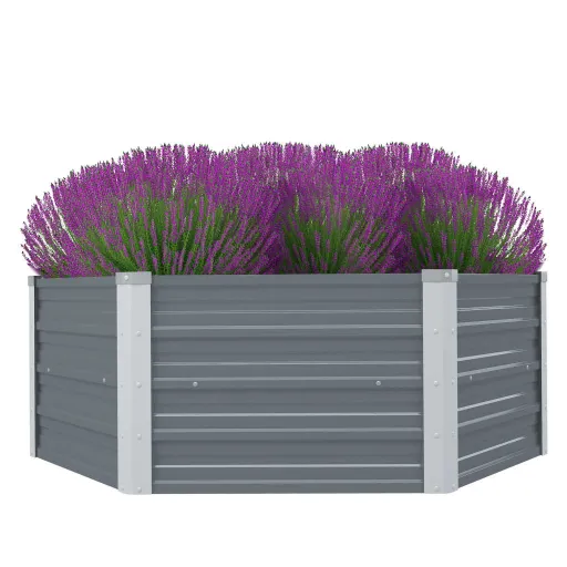Jardinera Elevada 129x129x46 cm Acero Galvanizado Gris