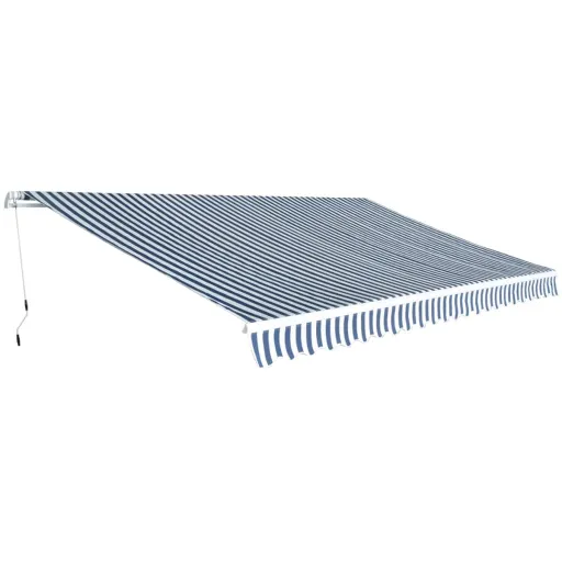 Toldo Plegable de Operación Manual 500 cm Azul y Blanco