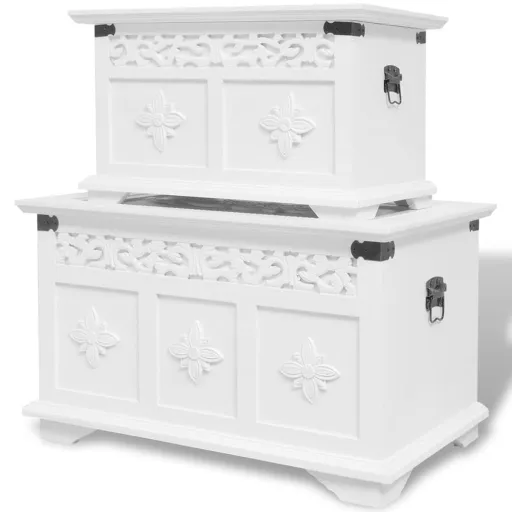 Set de Baúles de Almacenamiento 2 Unidades Blanco