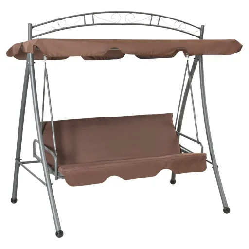 Banco Columpio Convertible de Exterior Con Dosel Color Café