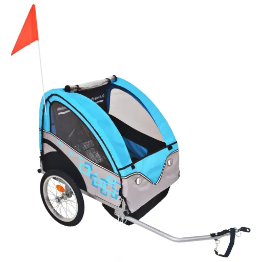 Remolque Para Bicicletas Gris y Azul 30 kg