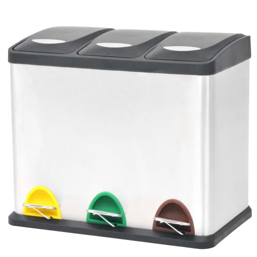 Cubo de Reciclaje y Basura Con Pedal Acero Inoxidable 24 L