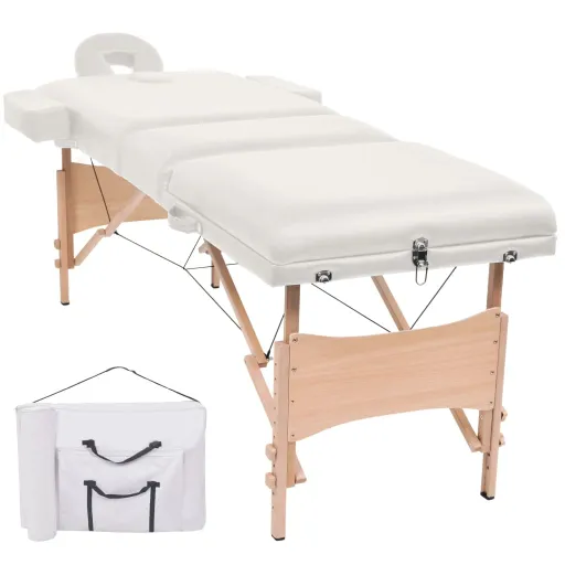 Camilla de Masaje Plegable 3 Zonas 10 cm Grosor Blanca