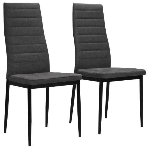 Sillas de Comedor 2 Unidades Tela Gris Oscuro