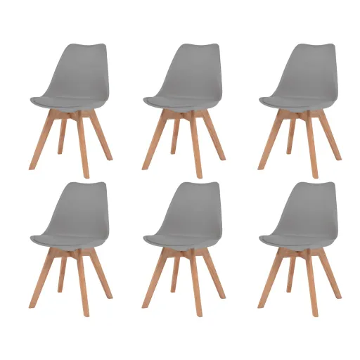 Sillas de Comedor 6 Unidades Plástico Gris