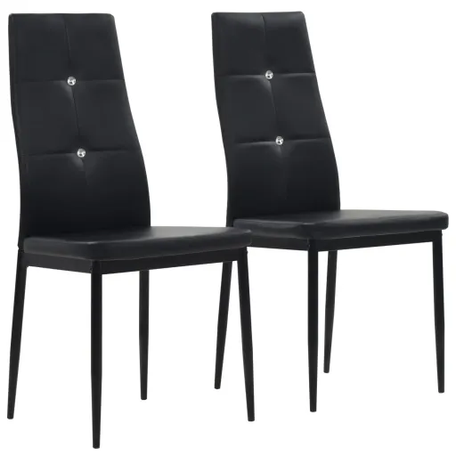 Sillas de Comedor 2 Unidades Cuero Sintético Negro