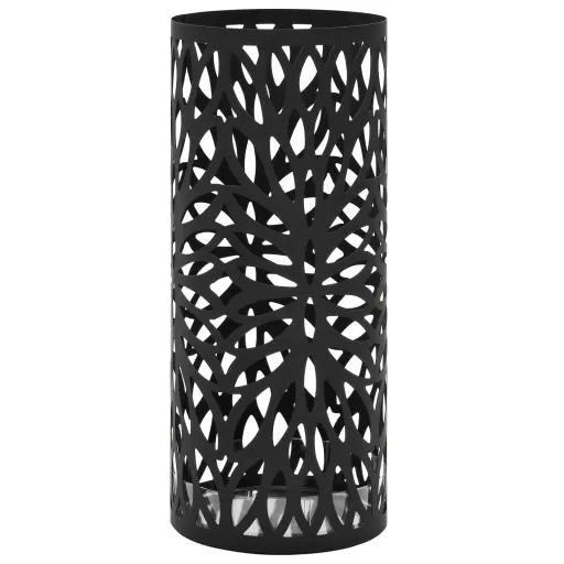 Paragüero Diseño de Hojas Acero Negro