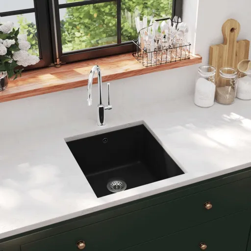 Fregadero de Cocina de Granito Con un Seno Negro