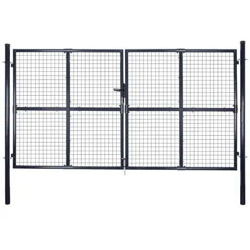 Puerta de Jardín de Malla Acero Galvanizado 300x200 cm Gris