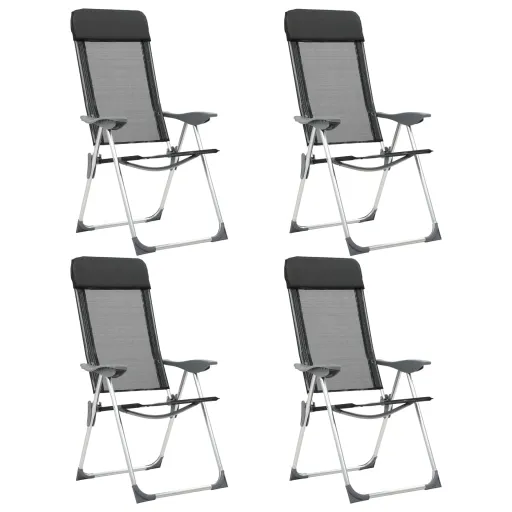 Sillas de Camping Plegables de Aluminio 4 Unidades Negro