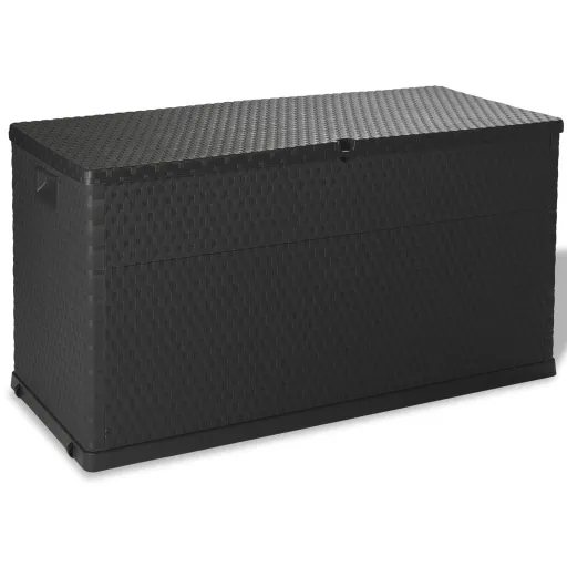 Caja de Almacenamiento de Jardín Antracita Ratán PP 120x56x63cm