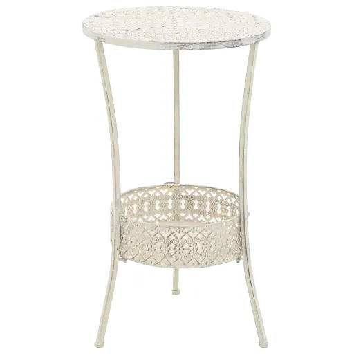 Mesa Bistró Estilo Vintage Metal Redonda 40x70 cm Blanca