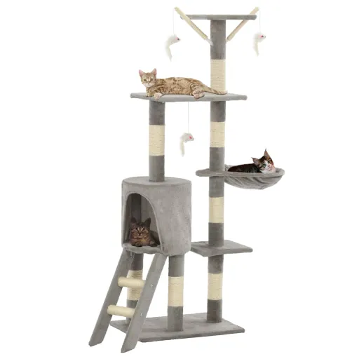 Rascador Para Gatos Con Poste de Sisal 138 cm Gris