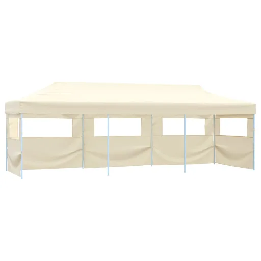 Carpa de Fiestas Pop-up Plegable Con 5 Paredes Crema 3x9 m