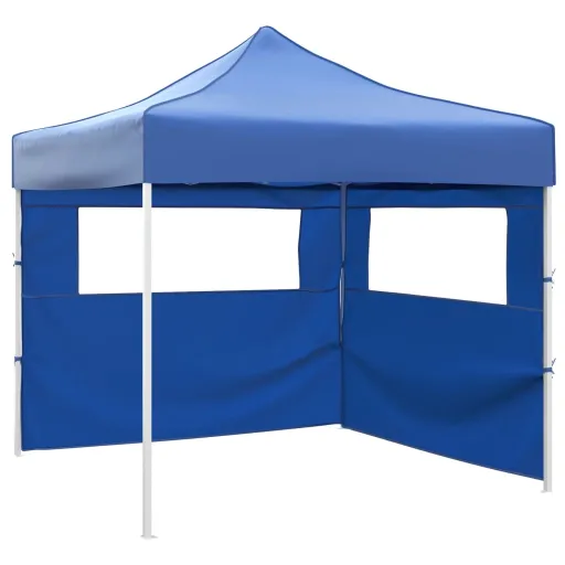Cenador Plegable Con 2 Paredes Azul 3x3 m