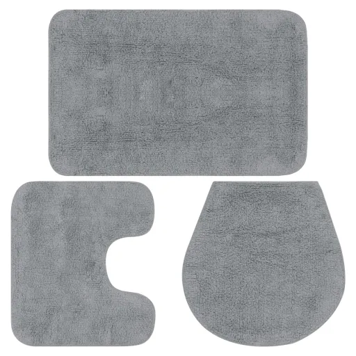 Conjunto de Alfombrillas de Baño de Tela 3 Piezas Gris