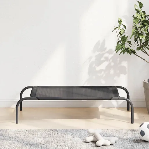 Cama de Perro Elevada Negra Textilene S