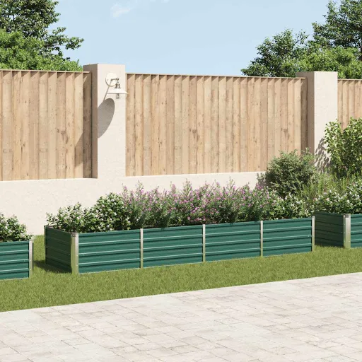 Arriate de Jardín de Acero Galvanizado Verde 320x80x45 cm