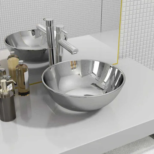 Lavabo de Cerámica Plateado 28x10 cm