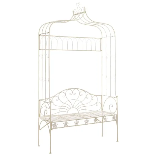 Banco de Jardín Metal Blanco Envejecido 122 cm
