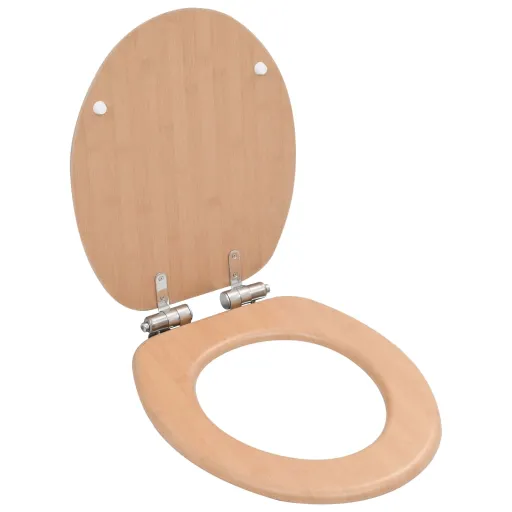 Asiento Inodoro WC Con Tapa de Cierre Suave MDF Diseño Bambú