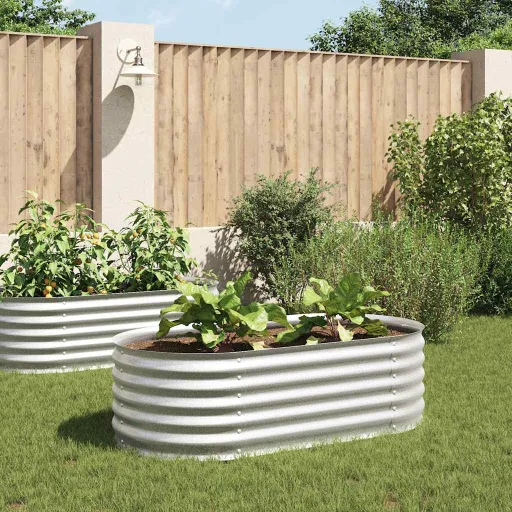 Arriate de Acero Galvanizado Plateado 160x80x44 cm
