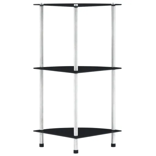 Estantería 3 Niveles Cristal Templado Negro 30x30x67 cm