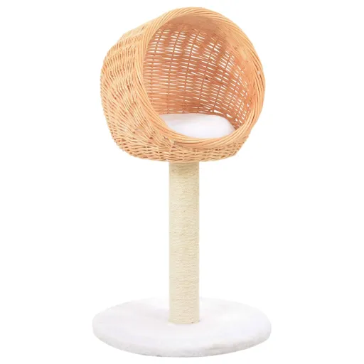 Rascador Para Gatos Con Poste de Sisal Madera Natural de Sauce